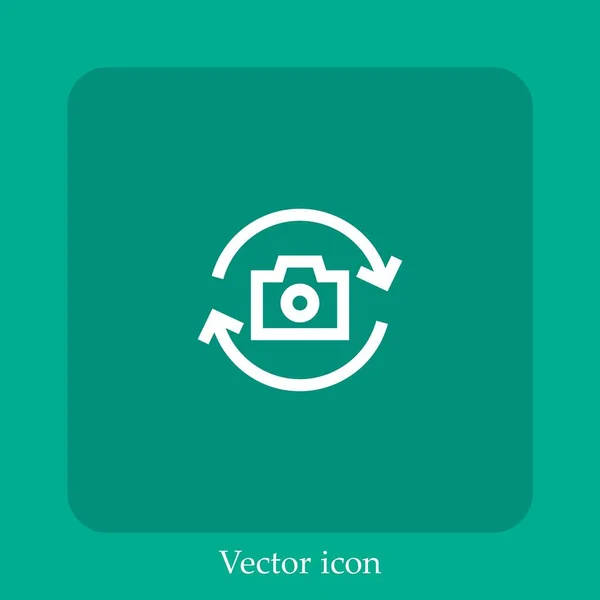 Cámara Fotos Icono Vectorial Icon Line Lineal Con Carrera Editable — Vector de stock