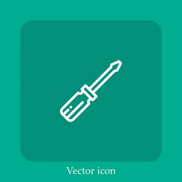 Ícone Vetor Chave Fenda Linear Icon Line Com Curso Editável — Vetor de Stock