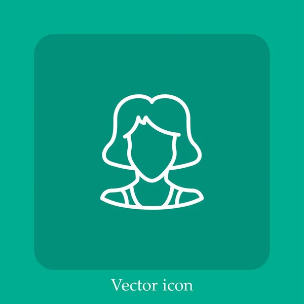 Ícone Vetorial Mulher Linear Icon Line Com Curso Editável — Vetor de Stock