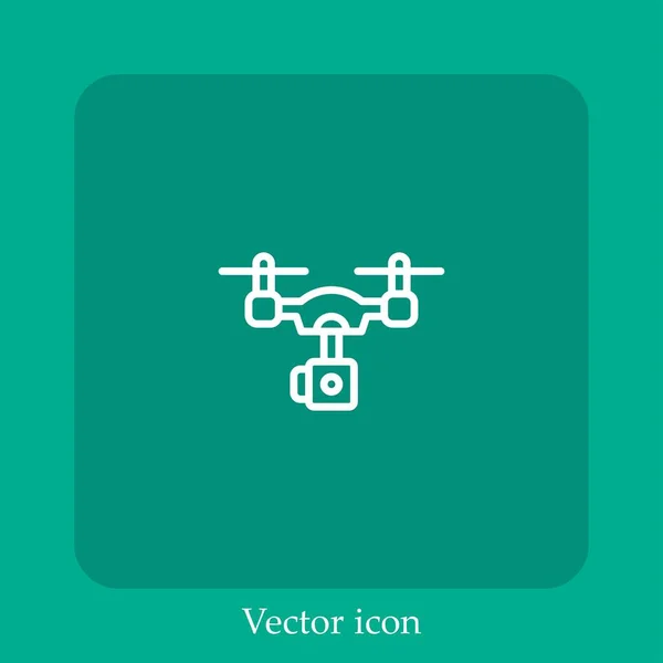 Icône Vectorielle Drone Icône Linéaire Ligne Avec Course Modifiable — Image vectorielle