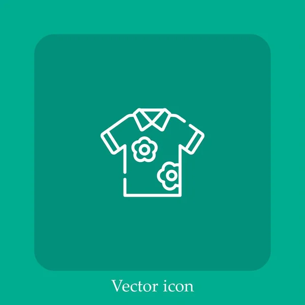 Ícone Vetorial Camisa Havaiano Linear Icon Line Com Curso Editável — Vetor de Stock