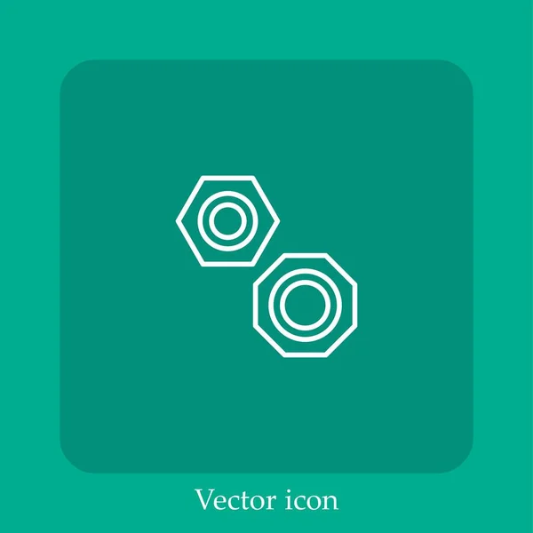 Écrous Icône Vectorielle Icône Linéaire Ligne Avec Course Modifiable — Image vectorielle