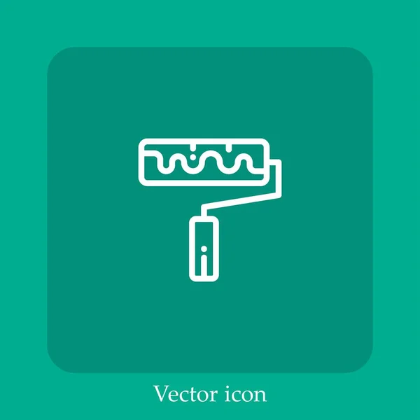 Festék Görgő Vektor Ikon Lineáris Ikon Line Szerkeszthető Stroke — Stock Vector