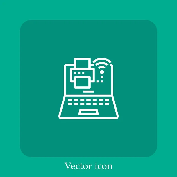 Icône Vectorielle Imprimante Icône Linéaire Ligne Avec Trait Modifiable — Image vectorielle