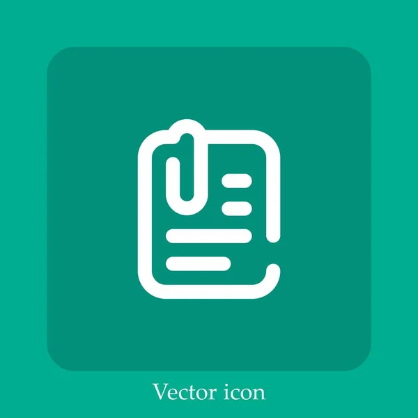 Adjuntar Icono Vector Archivo Icon Line Lineal Con Carrera Editable — Vector de stock