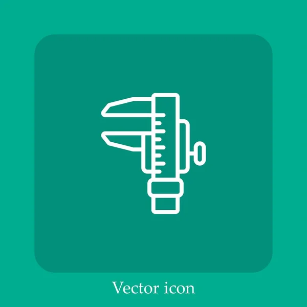 Ícone Vetorial Paquímetro Linear Icon Line Com Curso Editável — Vetor de Stock