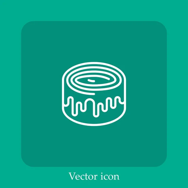 Icône Rouleau Cannelle Icône Vectorielle Linéaire Ligne Avec Course Modifiable — Image vectorielle