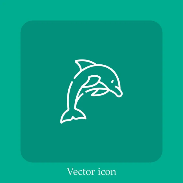 Dolfijn Vector Pictogram Lineair Icon Line Met Bewerkbare Slag — Stockvector