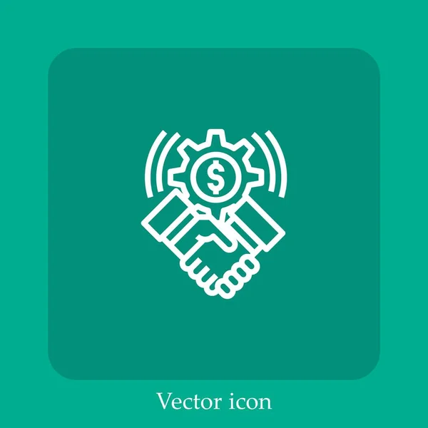 Ícone Vetor Handshake Linear Icon Line Com Curso Editável — Vetor de Stock