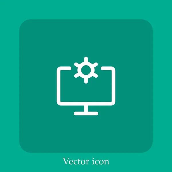 Icône Vectorielle Moniteur Icône Linéaire Ligne Avec Course Modifiable — Image vectorielle