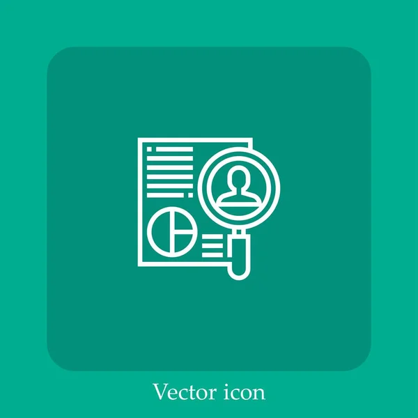 Icono Vector Investigación Icon Line Lineal Con Carrera Editable — Vector de stock