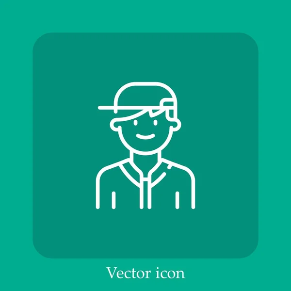 Icono Vector Adolescente Icon Line Lineal Con Carrera Editable — Vector de stock