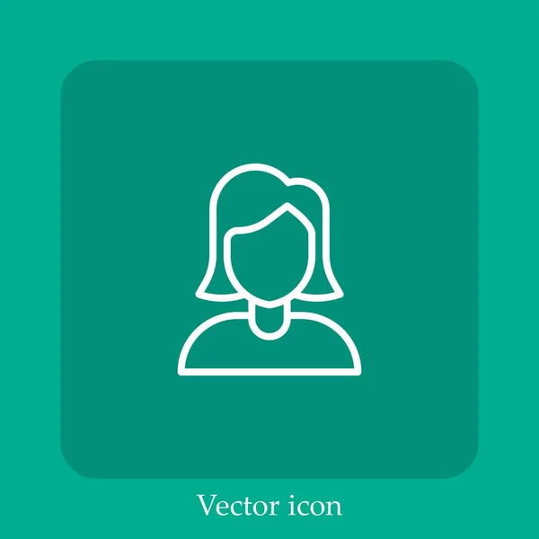 Ícone Vetorial Mulher Linear Icon Line Com Curso Editável — Vetor de Stock