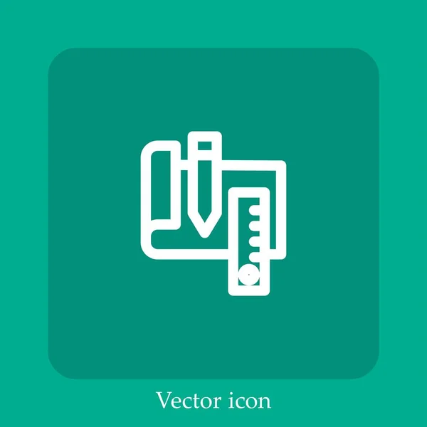 Blueprint Vector Icono Icon Line Lineal Con Carrera Editable — Vector de stock