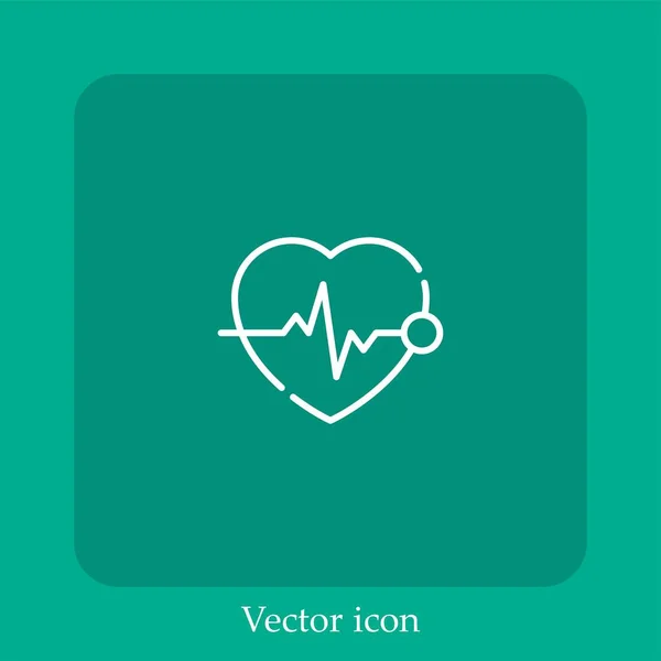 Herzfrequenz Vektor Symbol Lineare Symbol Linie Mit Editierbarem Strich — Stockvektor