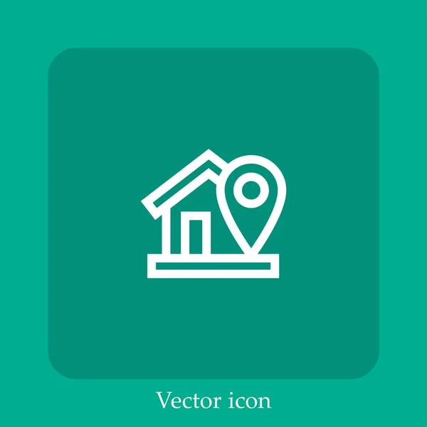 Icono Vector Casa Icon Line Lineal Con Carrera Editable — Vector de stock