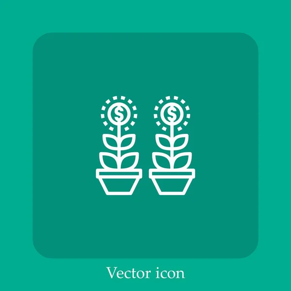 Investir Icône Vectorielle Icône Linéaire Ligne Avec Course Modifiable — Image vectorielle