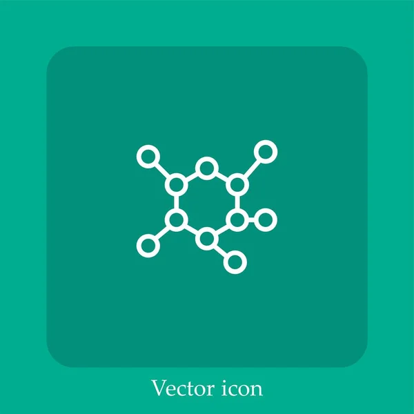 Ícone Vetorial Molécula Linear Icon Line Com Curso Editável — Vetor de Stock