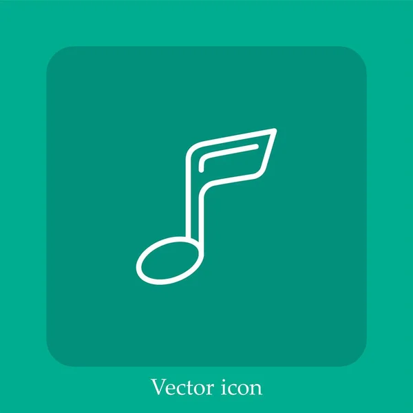 Icono Vector Nota Musical Icono Lineal Línea Con Trazo Editable — Vector de stock