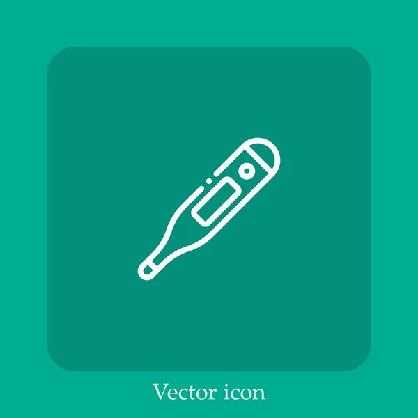Icona Vettoriale Termometro Icon Line Lineare Con Corsa Modificabile — Vettoriale Stock