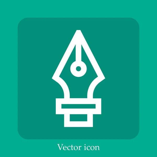 Icono Del Vector Pluma Icon Line Lineal Con Carrera Editable — Vector de stock