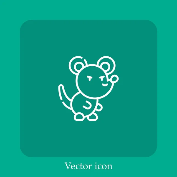 Icône Vectorielle Rat Icône Linéaire Ligne Avec Course Modifiable — Image vectorielle