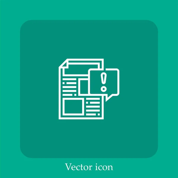 Icône Vectorielle Contenu Risqué Icône Linéaire Ligne Avec Trait Modifiable — Image vectorielle