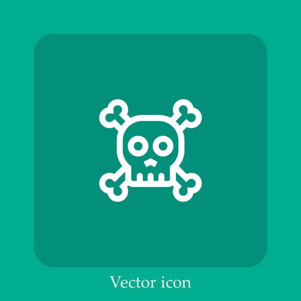 Icono Del Vector Del Cráneo Icon Line Lineal Con Carrera — Vector de stock