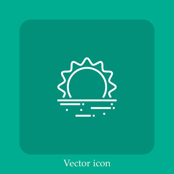 Sunset Vector Icon Linear Icon Line Editable Stroke — Stock Vector