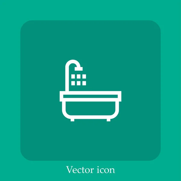 Icône Vectorielle Baignoire Icône Linéaire Ligne Avec Course Modifiable — Image vectorielle