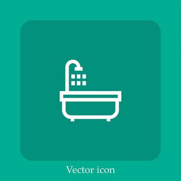 Badewannen Vektor Symbol Lineare Icon Line Mit Editierbarem Strich — Stockvektor