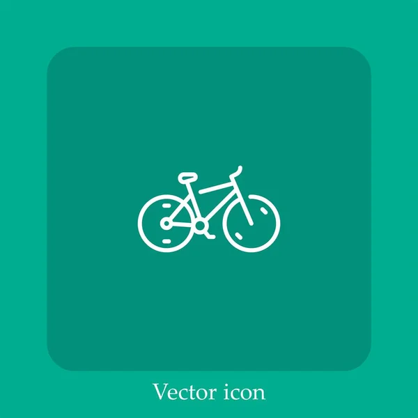 Icono Vector Bicicleta Icon Line Lineal Con Carrera Editable — Vector de stock