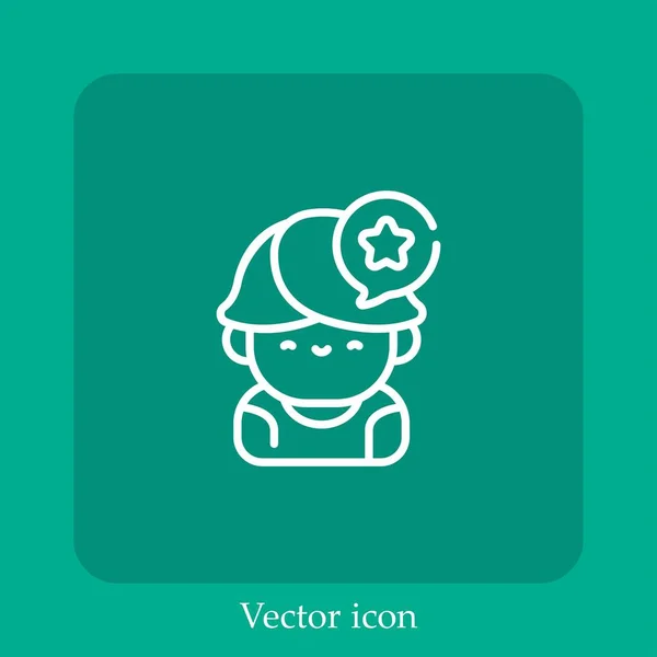 Niño Icono Vector Icon Line Lineal Con Carrera Editable — Vector de stock