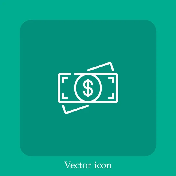 Icono Vector Efectivo Icon Line Lineal Con Carrera Editable — Vector de stock