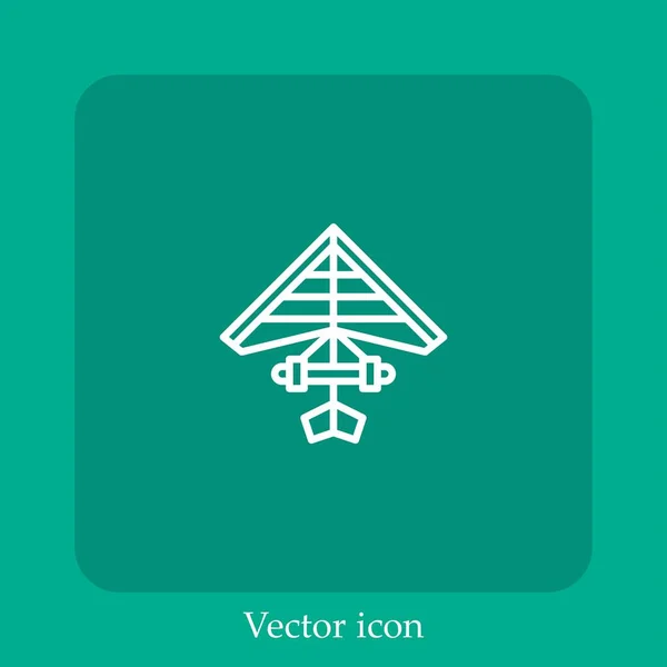 Ícone Vetor Asa Delta Linear Icon Line Com Curso Editável — Vetor de Stock
