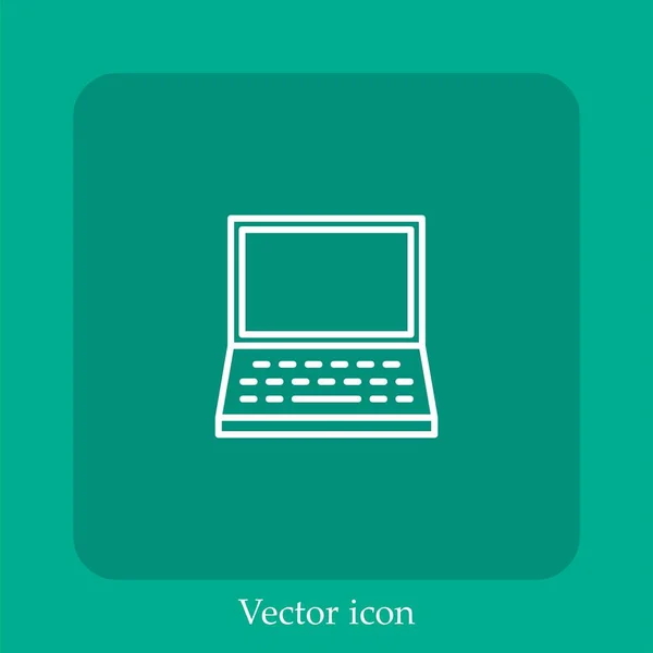 Laptop Vector Pictogram Lineair Icon Line Met Bewerkbare Slag — Stockvector