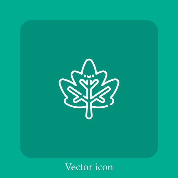 Ícone Vetor Folha Linear Icon Line Com Curso Editável — Vetor de Stock