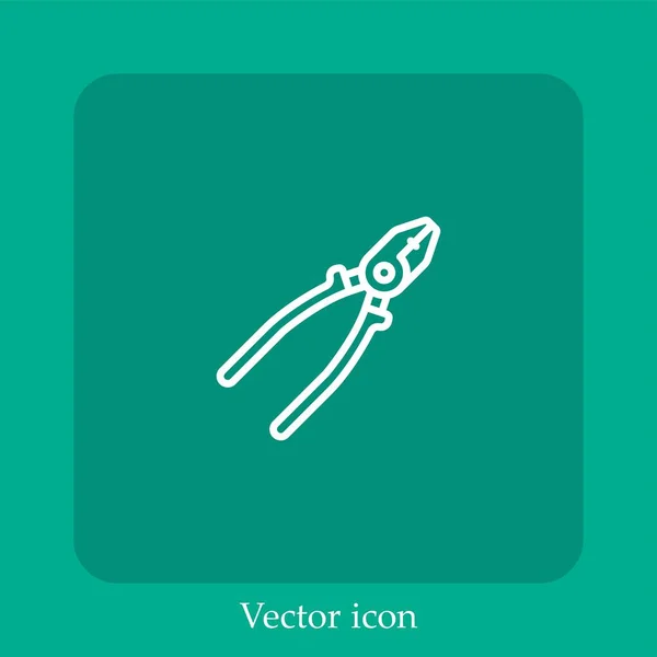 Fogó Vektor Ikon Lineáris Ikon Vonal Szerkeszthető Stroke — Stock Vector