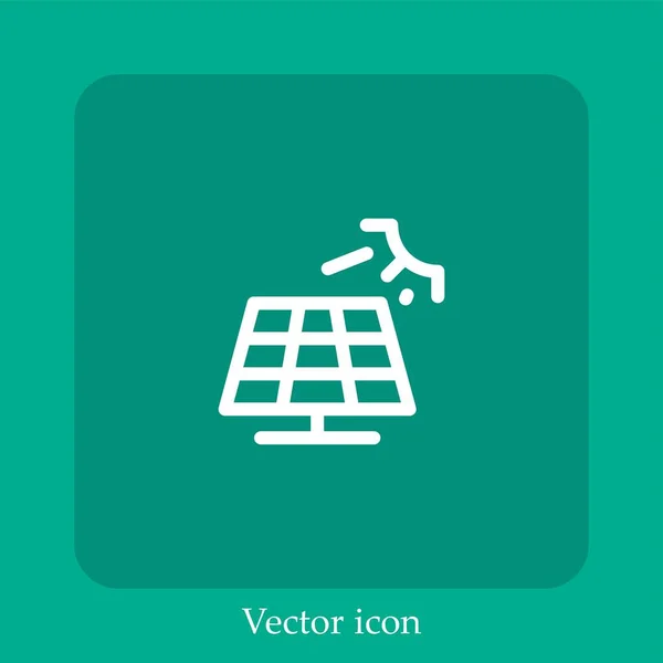 Icône Vectorielle Panneau Solaire Icône Linéaire Ligne Avec Course Modifiable — Image vectorielle