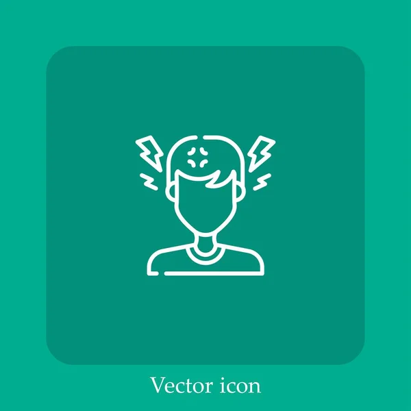 Icono Vector Dolor Cabeza Icon Line Lineal Con Carrera Editable — Vector de stock