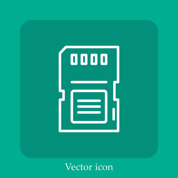 Ícone Vetor Cartão Memória Linear Icon Line Com Curso Editável — Vetor de Stock