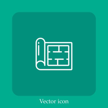 Blueprint vektör doğrusal simgesi. Düzenlenebilir vuruş çizgisi