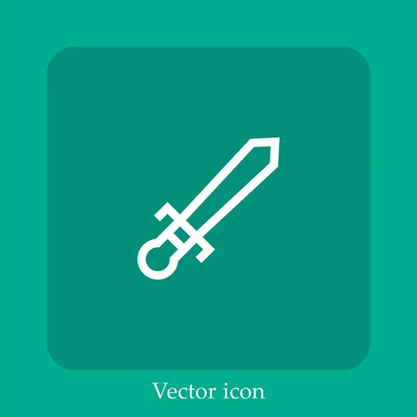 Schwertvektorsymbol Lineare Icon Line Mit Editierbarem Strich — Stockvektor