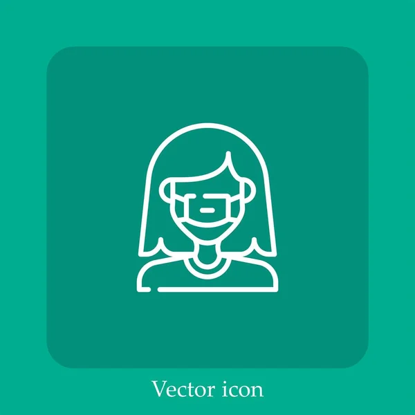 Máscara Médica Icono Vector Icon Line Lineal Con Accidente Cerebrovascular — Vector de stock