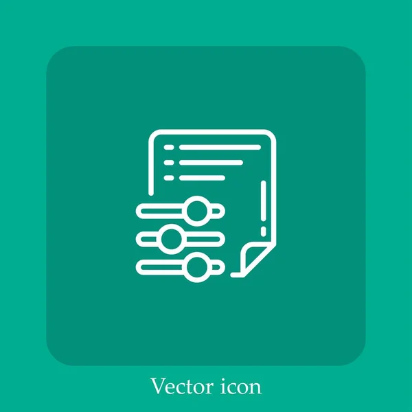Einstellungen Vektorsymbol Lineare Icon Line Mit Editierbarem Strich — Stockvektor