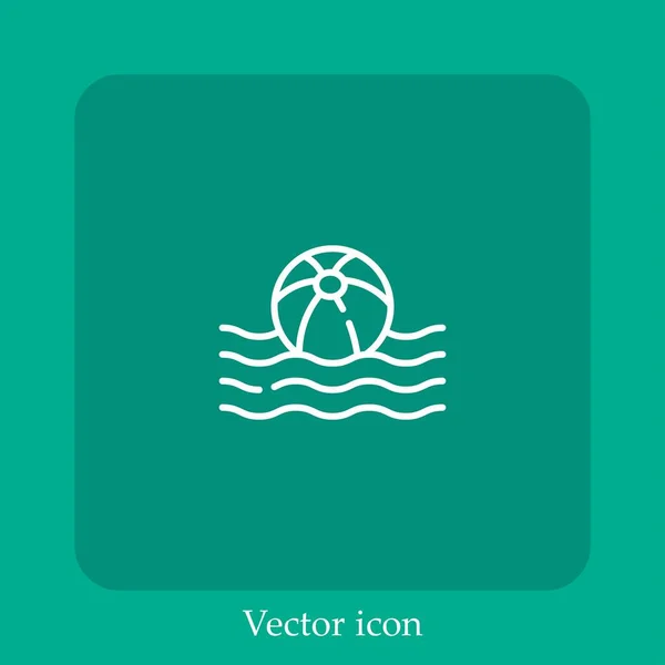 Strandball Vektor Symbol Linear Icon Line Mit Editierbarem Strich — Stockvektor