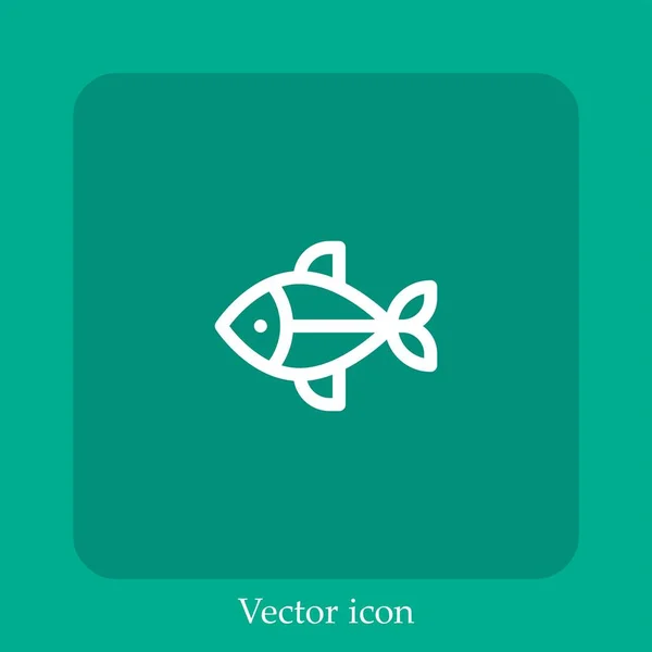 Ícone Vetor Peixe Linear Icon Line Com Curso Editável — Vetor de Stock