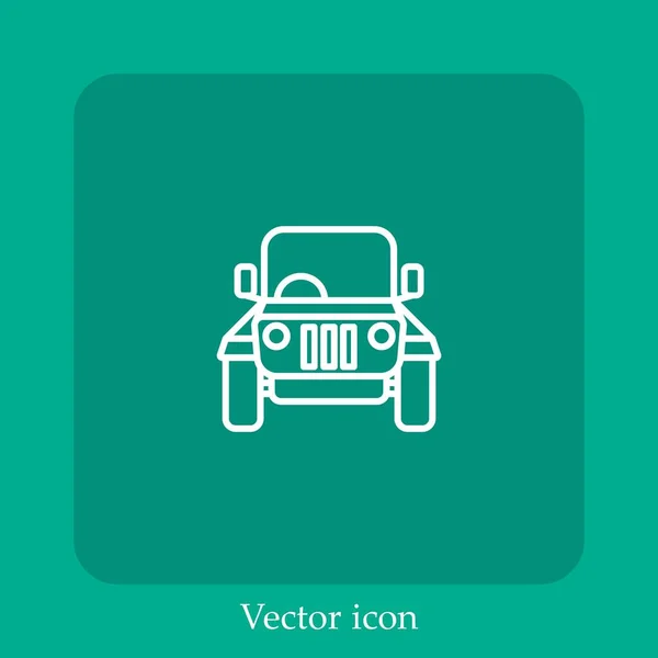 Jeep Vector Icono Icon Line Lineal Con Carrera Editable — Vector de stock