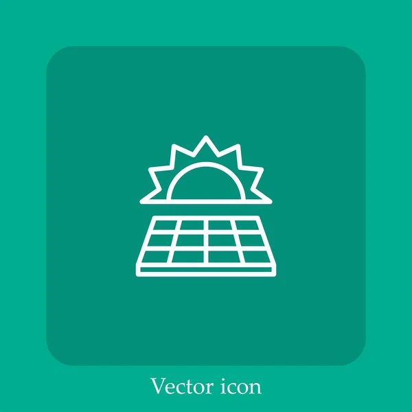 Solarenergie Vektor Symbol Lineare Icon Line Mit Editierbarem Strich — Stockvektor