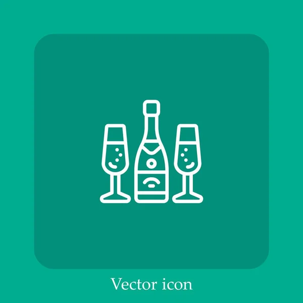 Champagner Vektor Symbol Lineare Symbol Linie Mit Editierbarem Strich — Stockvektor